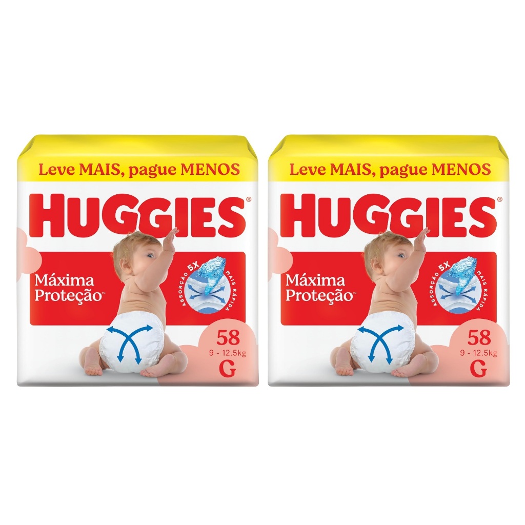 Kit 2 pctes Fralda Huggies Supreme Care G 58 Unidades Total 116un em Oferta na Shopee