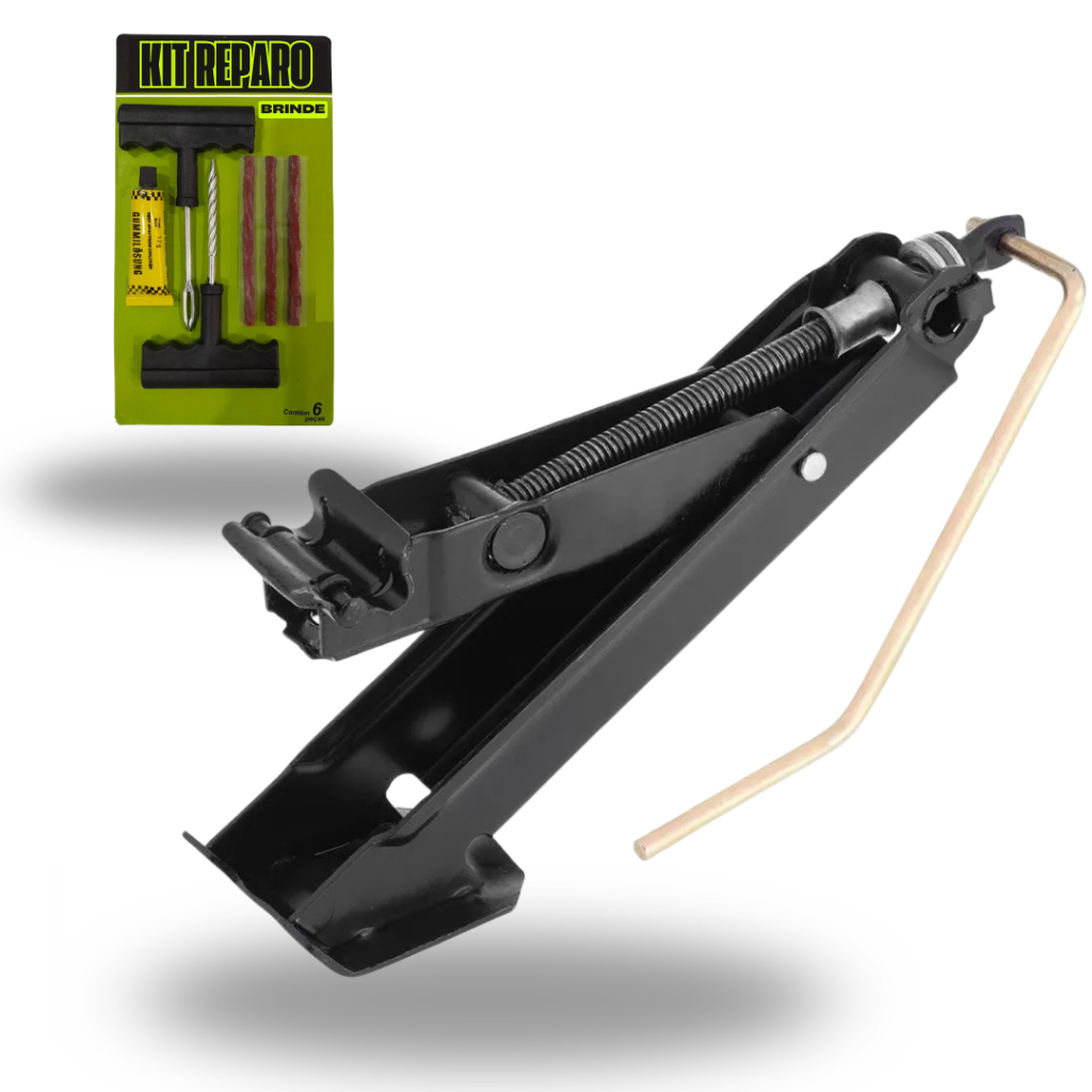 Macaco Joelho Automotivo + Kit Reparo Pneu – Onix Kwid Mobi HB20