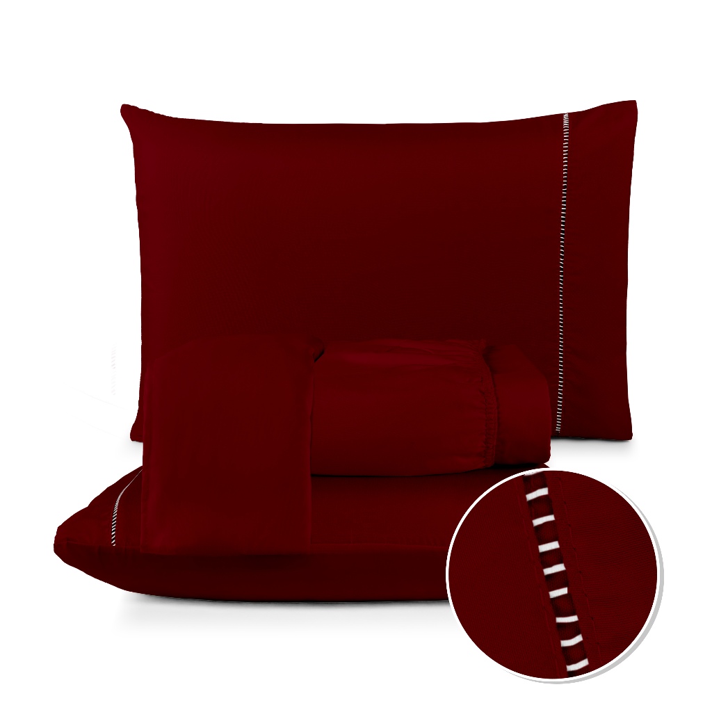 Jogo de Lençol Berço Solteiro Casal Queen King 02 e 03 Peças Ultra Macio 400 Fios Micropercal Com Ponto Palito