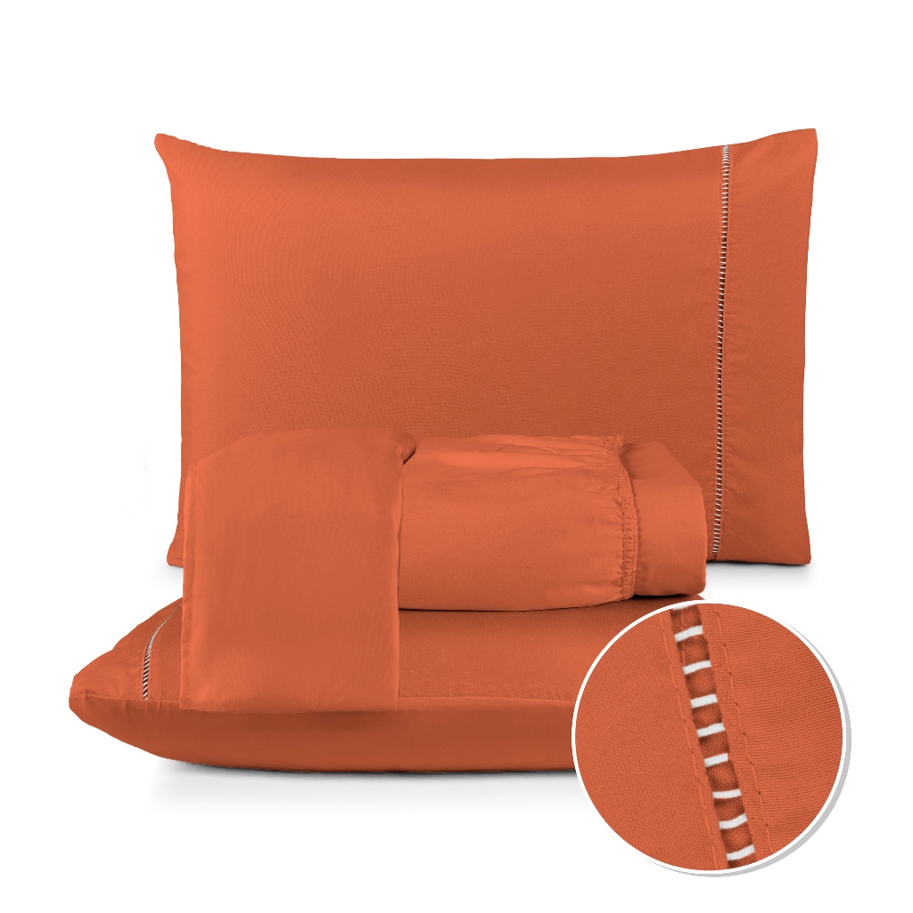 Roupa De Cama Lençol Berço Solteiro Casal Queen King 02 e 03 Peças 400 fios Ponto Palito em Oferta na Shopee