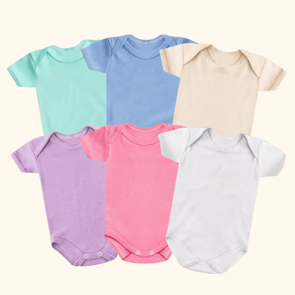 Kit 3 Body Bebê Manga Curta 100% Algodão Menino Menina em Oferta na Shopee