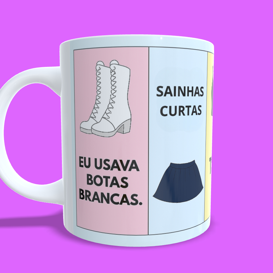Caneca Personalizada Ímola - Eu usava botas brancas, sainhas curtas... - Presente amiga em Oferta na Shopee