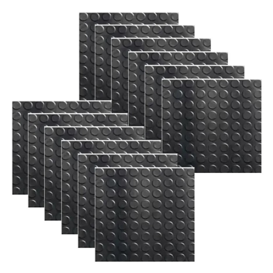 Kit 10 Piso Moeda Borracha Academia Antiderrapante 50x50cm Emborrachado Bolha Escadas Rampas