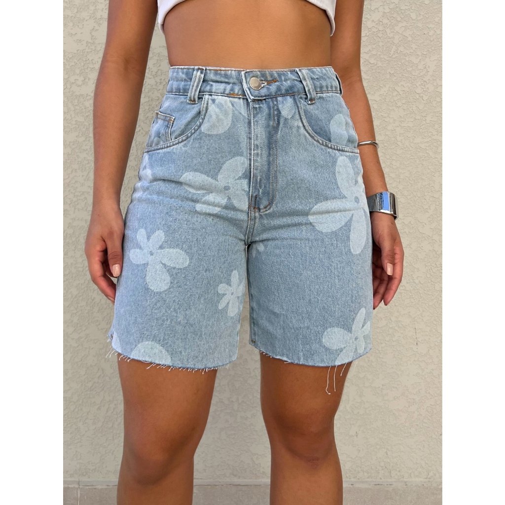 Coolestfeminina 8414 short jeans bermuda jeans feminina sem rascada Sem Elastano Bolsos Reais em Oferta na Shopee