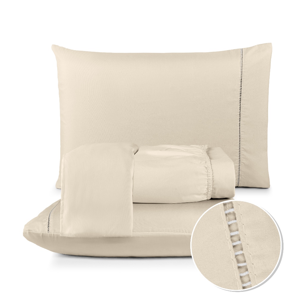 Jogo de Lençol Berço Solteiro Casal Queen King Ultra Macio  400 Fios Micropercal Com Ponto Palito 02 e 03 Peças