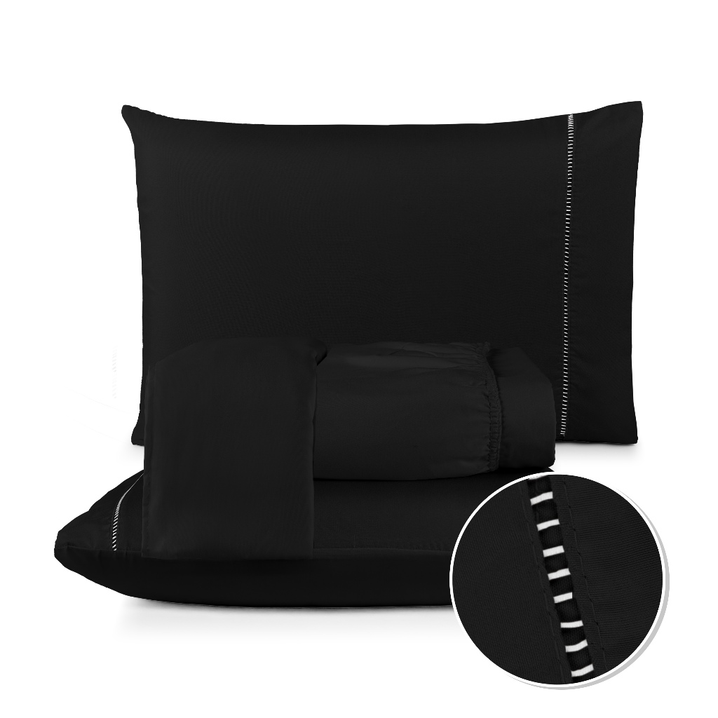 Jogo de Lençol Casal Queen Solteiro King Extra Macio 400 Fios Micropercal Com Ponto Palito