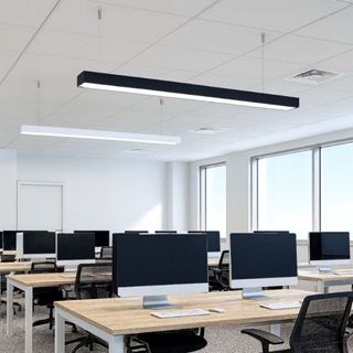 Pendente Luminária Slim Linear Retangular Led Integrado para Escritório 45w Preto e Branco 110/220v em Oferta na Shopee