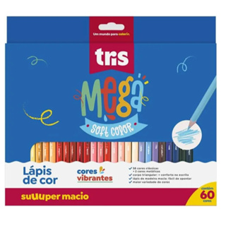 🎨 Caixa com 60 Lápis de Cor Mega Soft – Tris | Traço Macio e Pigmentação Intensa para Artistas e Estudantes em Oferta na Shopee