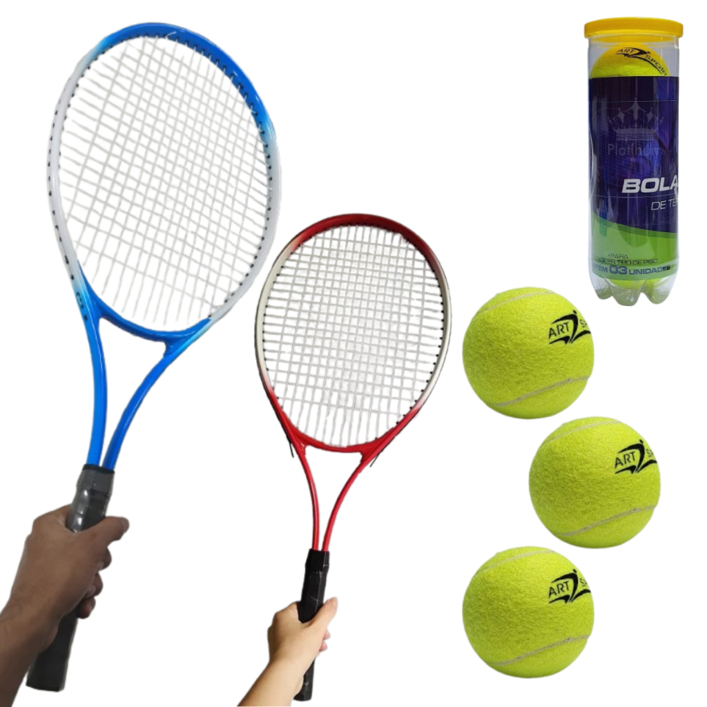 Kit Raquete Tênis Grande Iniciante Profissional Resistente Aluminio Leve 3 Bolas Capa Bolsa Adulto