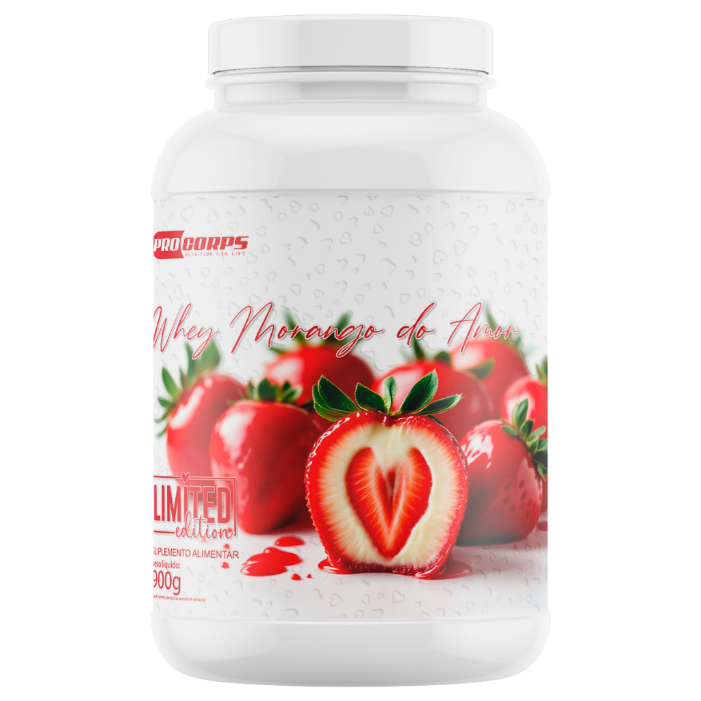 Whey Protein Morango do Amor 900g Pro Corps Hipertrofia Ganho Massa Muscular