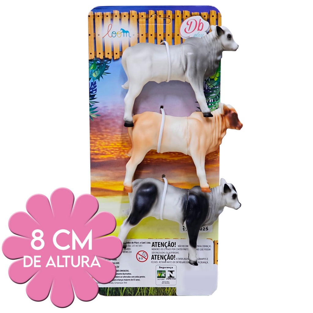 Animais Fazenda 3 Bezerros Cartela Em Vinil - Cores Sortidas - DB Play — imagem 2 de 2