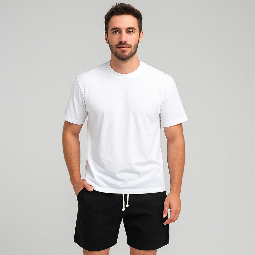 Conjunto kit 2 Peças Bermudas de linho Masculinas + Camiseta Algodão Básica  Leve Fresca Conjunto Masculino