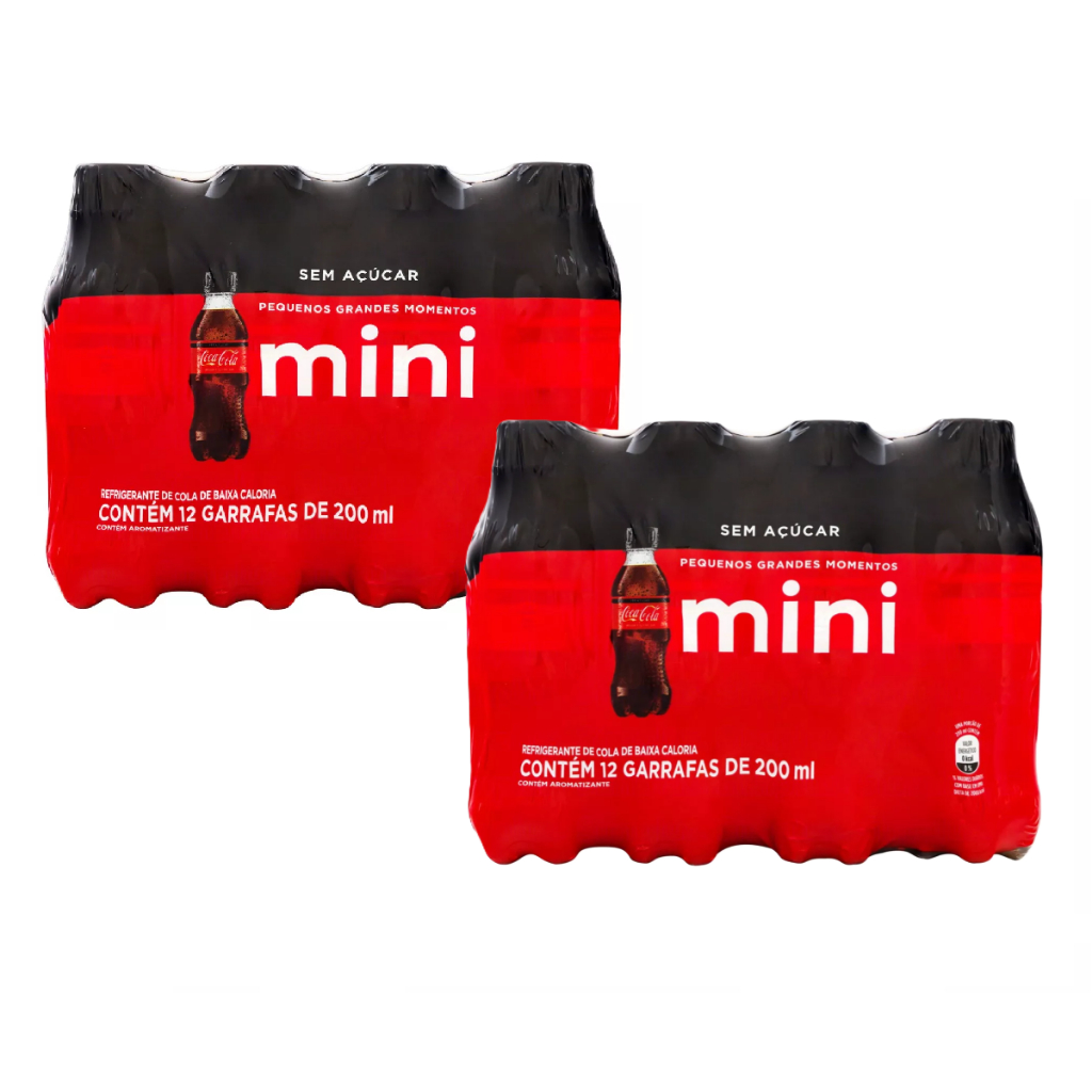 Refrigerante Coca Cola Zero Mini Pet 200ml - 24 Unidades Envio Imediato