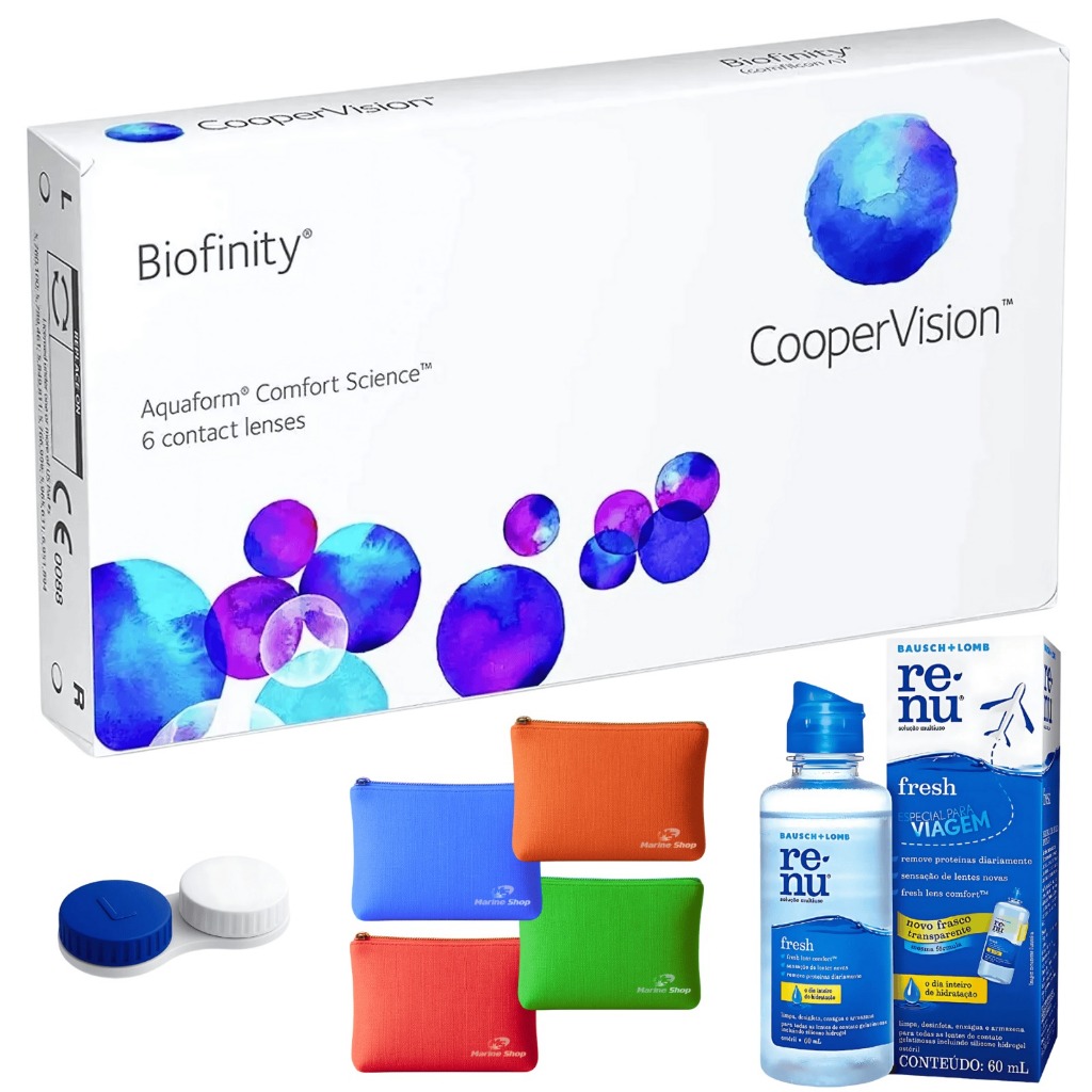 Lente De Contato Biofinity® Coopervision + Estojo + Renu + Necessaire