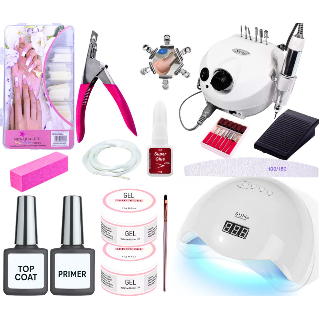 kit unha de gel completo unha de gel nail designer nail lixadeira elétrica de unha Cabine Top Coat primer gel de unha