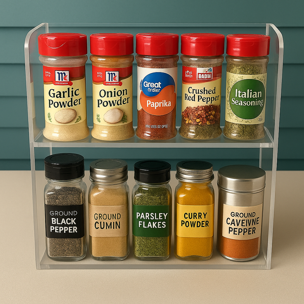 Organizador de mesa Acrilico Porta Temperos E Condimentos Escadinha casa restaurante balcão