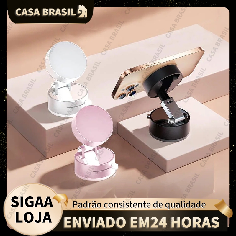 360°Suporte dobrável para celular Suporte magnético de adsorção de carro a vácuo dupla face em Oferta na Shopee