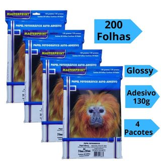 Papel Fotográfico Adesivo 130g Glossy Brilhoso A4 200 Folhas Masterprint