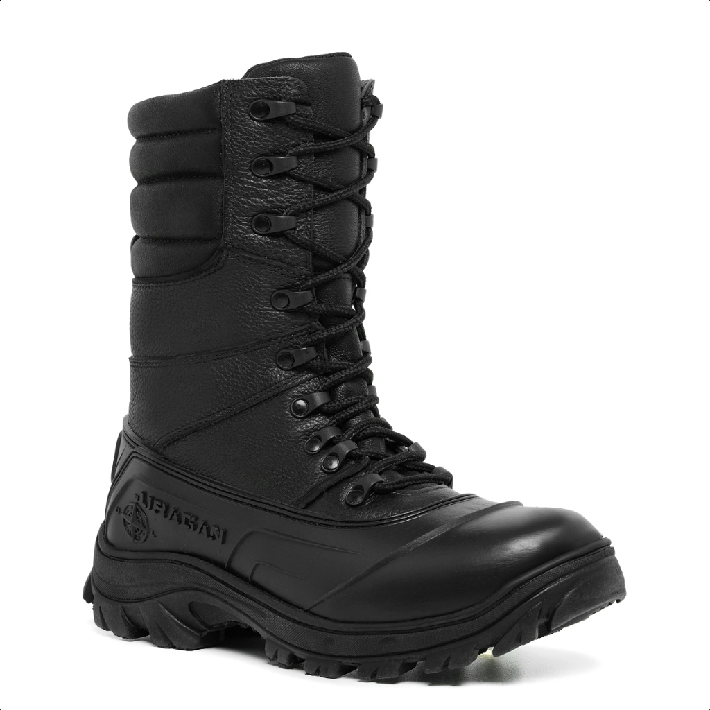 Coturno Masculino Cano Alto Bota Militar Tático Couro Legítimo Impermeável Resistente Trabalho