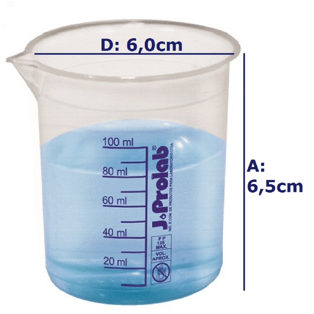 Bequer 100ml Copo Dosador Medidor Graduado Plástico