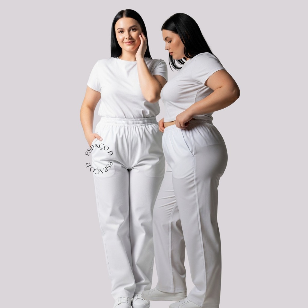 Calça Oxford feminina Plus size uniforme Hospitalar  - Ch em Oferta na Shopee