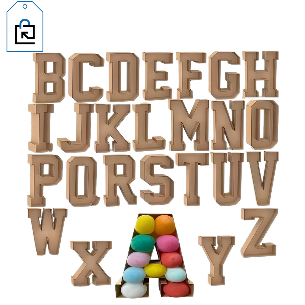 Alfabeto Estilizado 80cm MDF Cru Letras Decorativas para Eventos E Festas