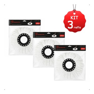 Kit 3 Refil De Mop Giratório Pro Duo Grande 16cm Microfibra em Oferta na Shopee