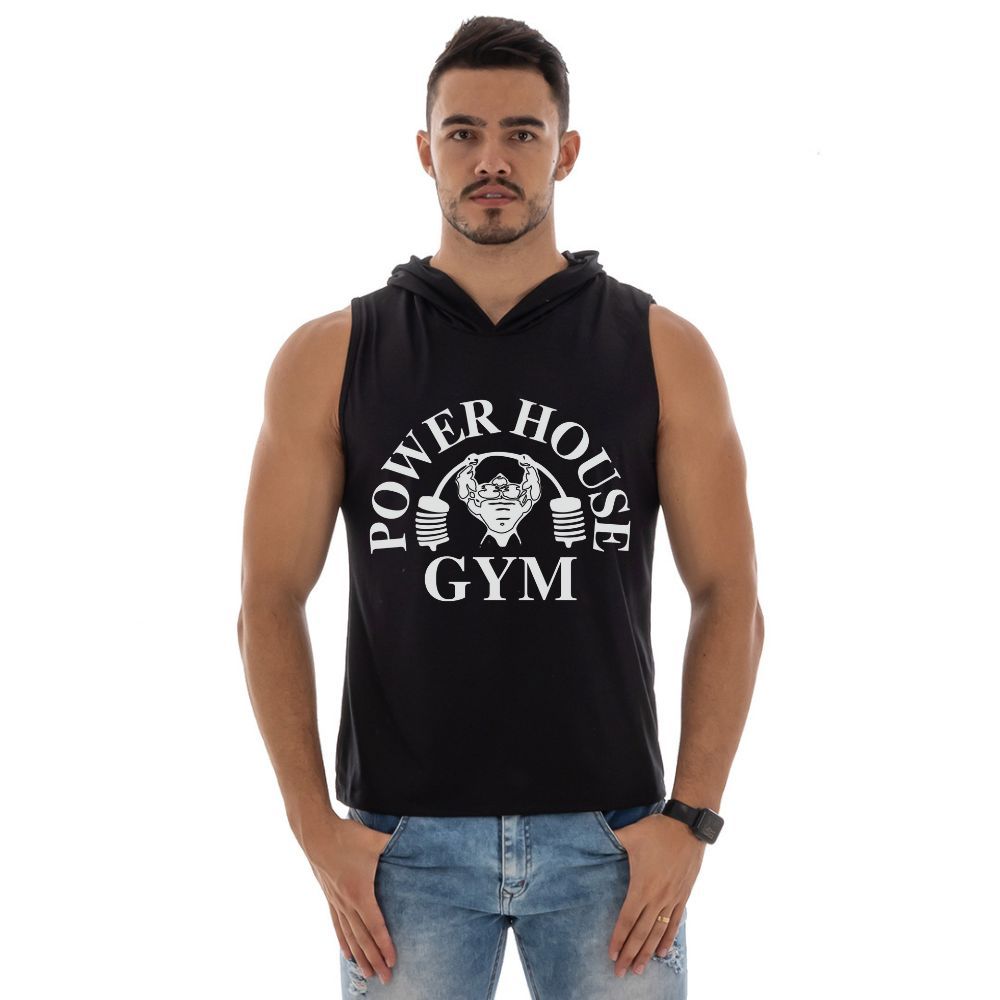 Camiseta Regata Com Capuz Masculino De Academia Estampas Variadas