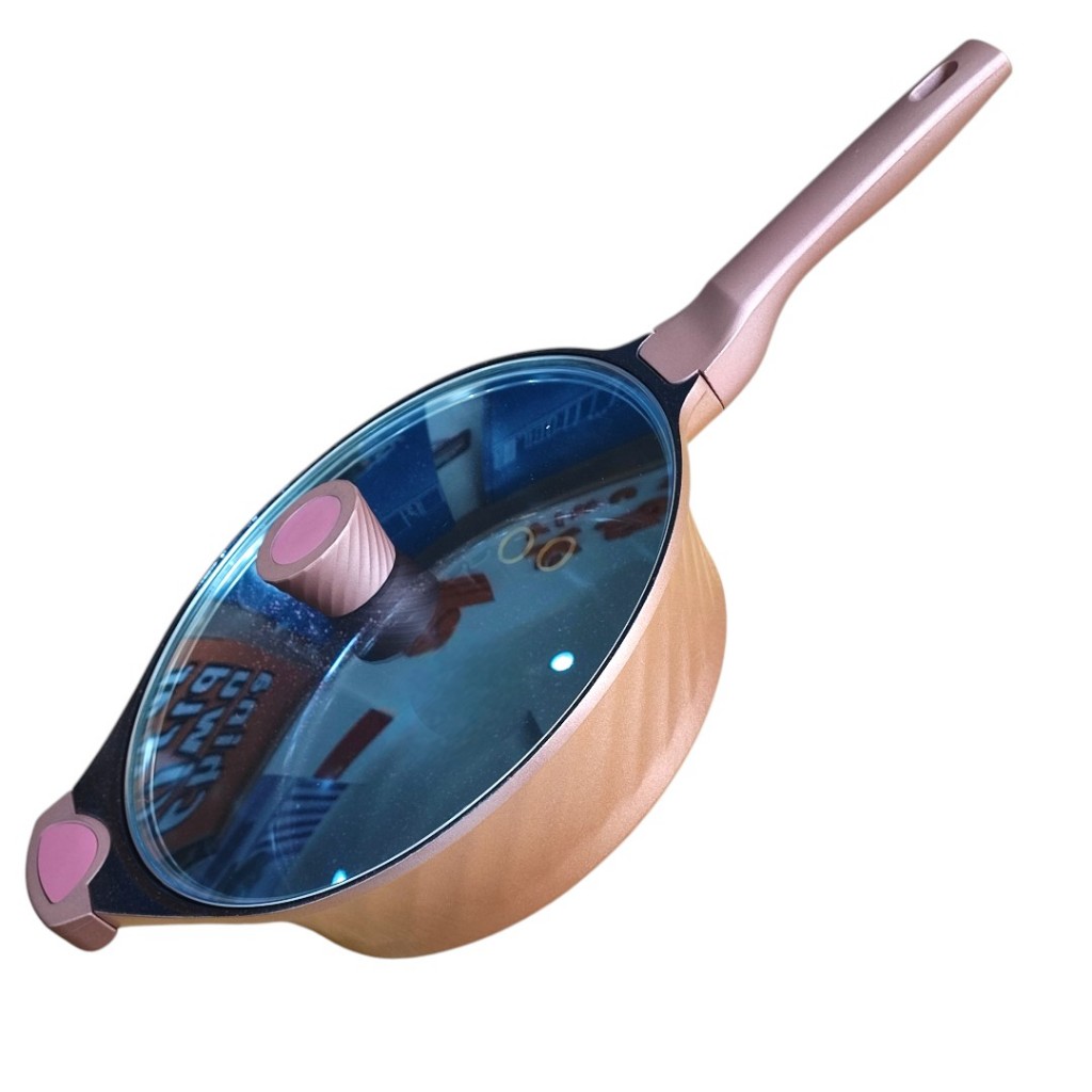 Frigideira Gourmet 28cm Premium Antiaderente – Grande, Profunda e com Tampa de Vidro