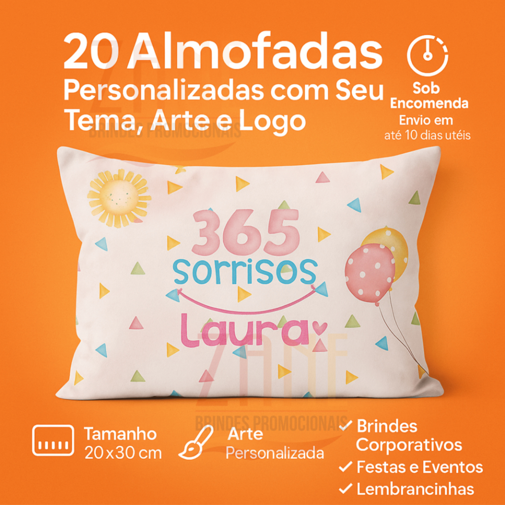 20 Almofadas Personalizadas com Seu Tema, Arte e Logo – Tamanho 20x30 em Oferta na Shopee