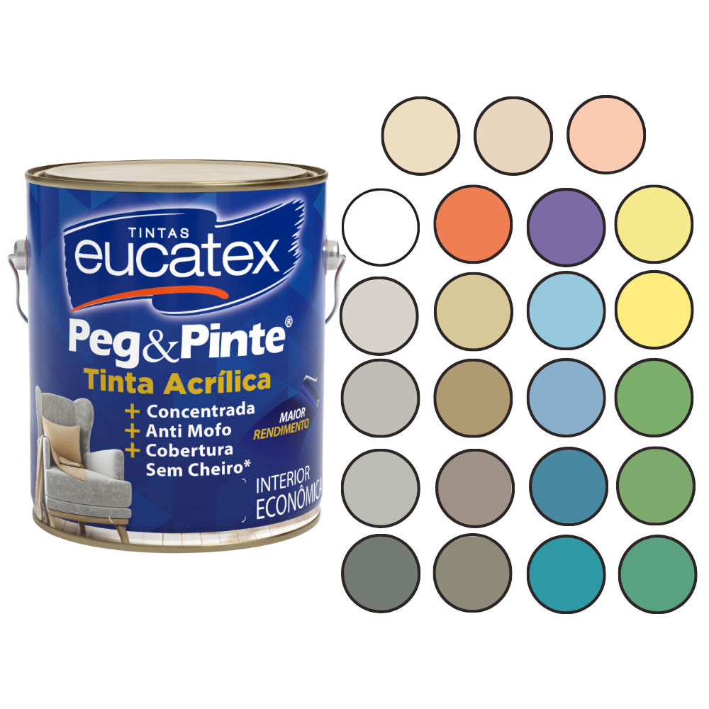 Tinta Peg & Pinte Antimofo Mais Rendimento 3,6L Cores Decoração Parede em Oferta na Shopee
