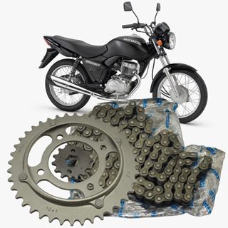 Kit Relação Transmissão Tração  Riffel Completa Titan Fan 125 2000 Até 2008 aço 1045 em Oferta na Shopee
