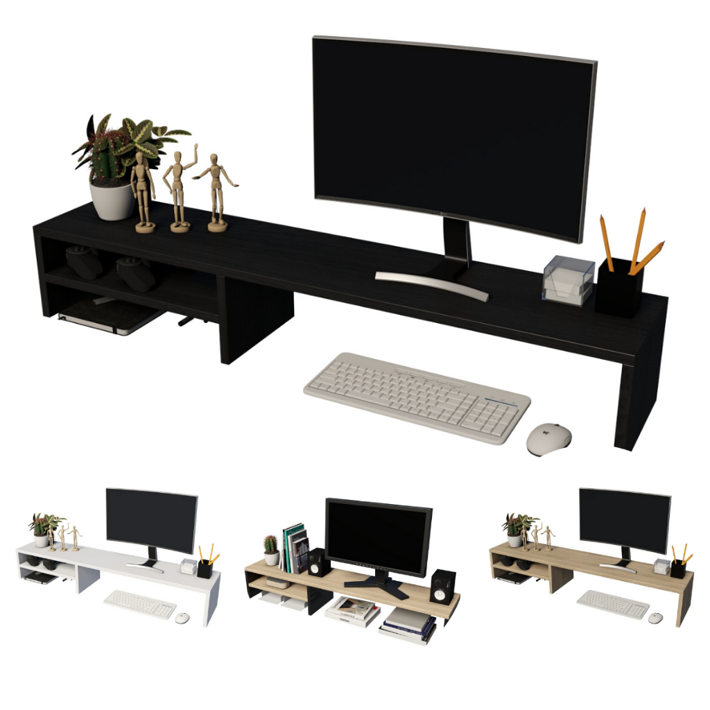 Suporte Para Monitor ou Notebook Base Elevatória Tríplex Moderno Gamer Escritório Quarto em 4 Cores