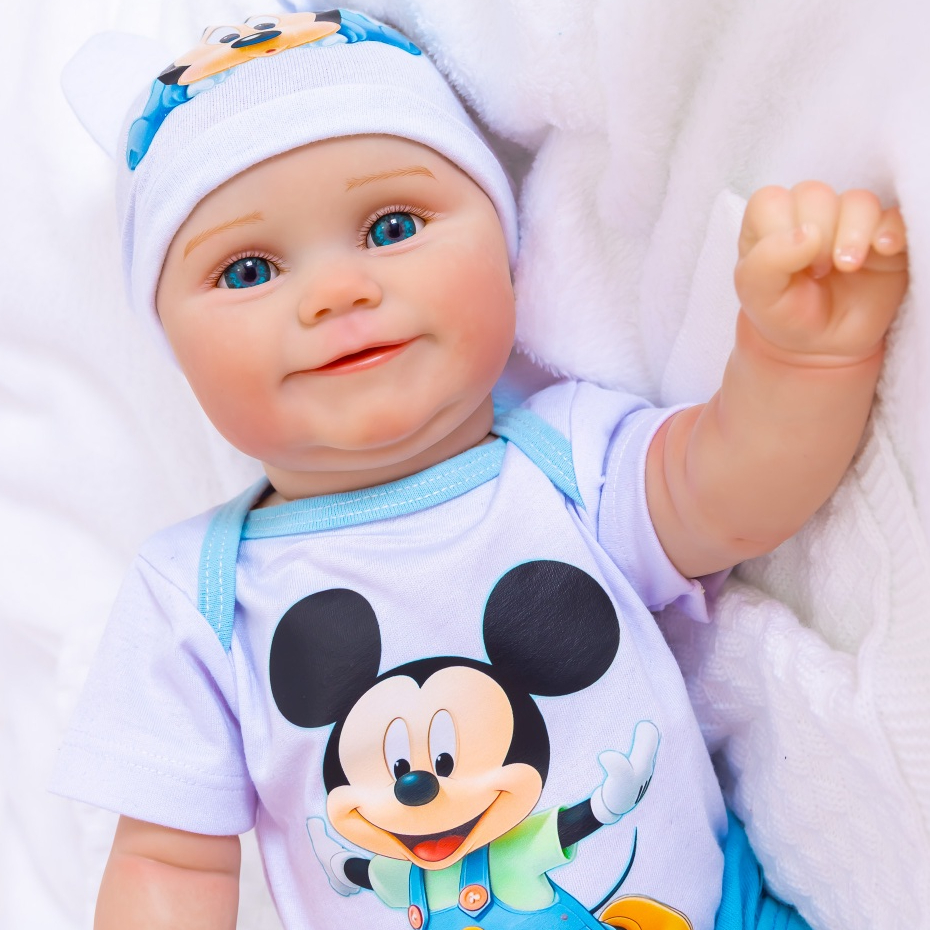 Bebê Reborn Boneca Menino MaddieBoys Realista Mickey Original Corpinho Em Silicone