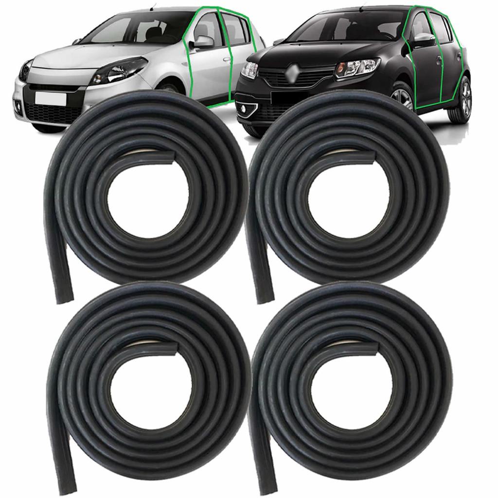 Kit Borracha Vedação Das 4 Portas Renault Sandero Logan Duster