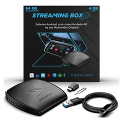 Streaming Box Plus Faaftech Octacore Carplay Android 4Gx64G + 128G Aplicativo Carplay Android 13