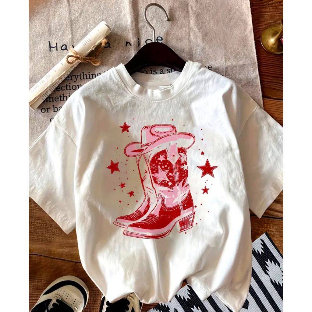 Camiseta Feminina Cowgirl Country Estampada Estilosa Algodão