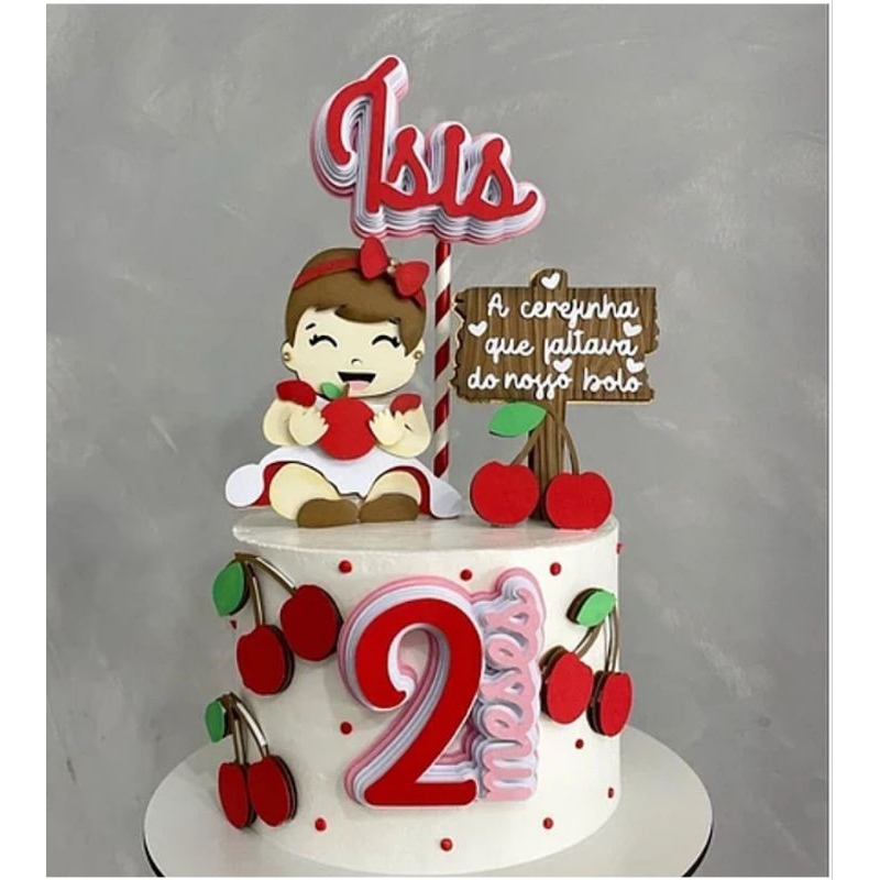 Topo de Bolo Cerejinha/Topper de Bolo Cerejinha/festa infantil/mesversário Cerejinha/decoração de bolo/cereja /Cerejinha em Oferta na Shopee