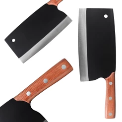 Faca Cutela Preta Premium Alta Qualidade Faiada Cozinha Culinária Corte Carne Osso GrillRelax