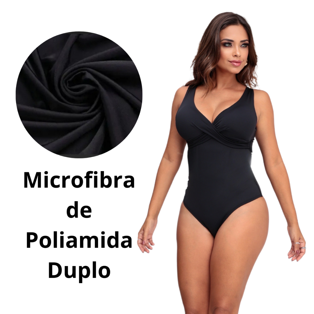 Maiô Modelador em Poliamida Premium Moda Praia Transpassado Body Versatil Look Dia a Dia