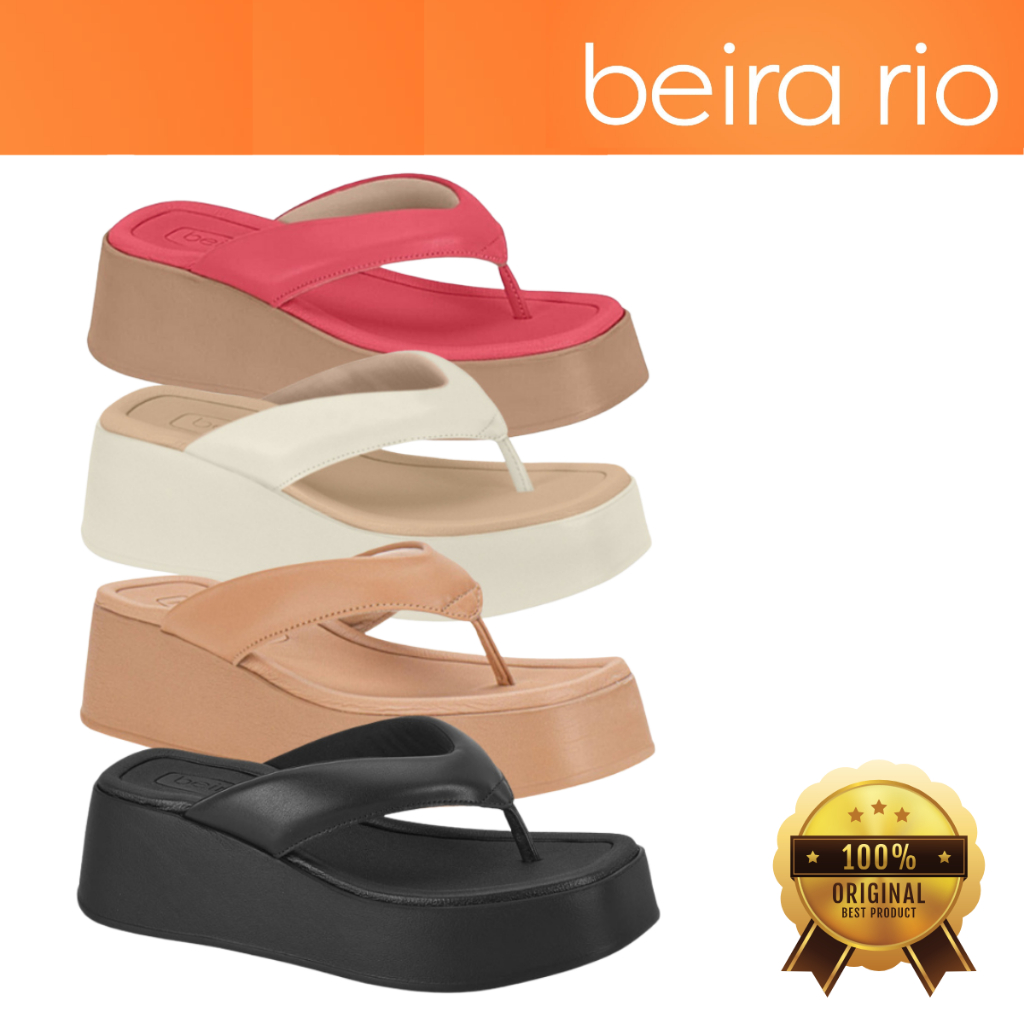 Tamanco Sandália Feminino Beira Rio Plataforma Calce Leve Tira Chinelo Dedo Flatform Nuvem Original