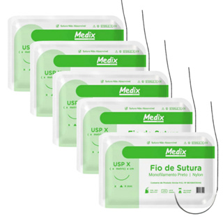 Fio de Sutura Nylon com Agulha nº1 - 3cm Preto 5 Envelopes Medix em Oferta na Shopee