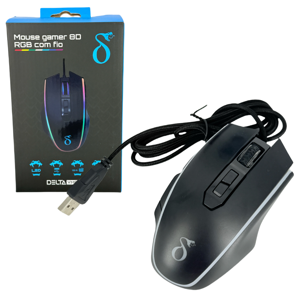 Mouse Gamer Com Fio USB 7200DPI Com Led RGB iluminação 7 Botões Para PC Notbook