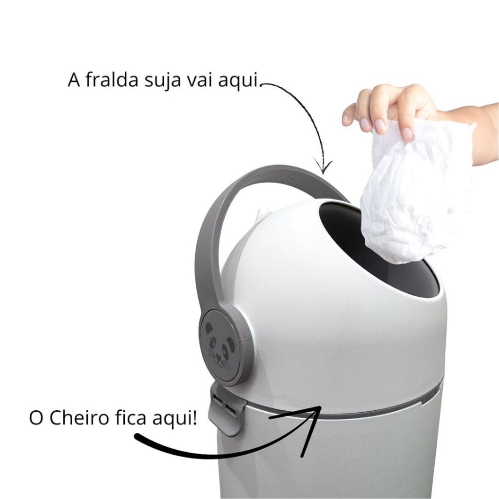 Lixeira Anti-Odor para Fraldas 10L Gato Panda | Vedação Total, Design Fofo e Compacto · foto 2