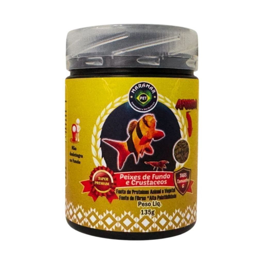 Peixes De Fundo E Crustáceos 135g Ração P/ Peixes De Médio E Grande Porte - Maramar em Oferta na Shopee