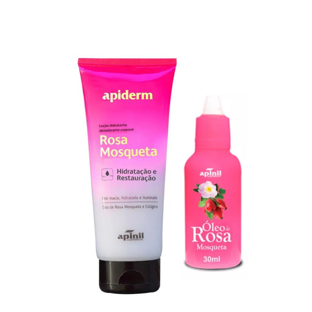 Kit Hidratante Rosa mosqueta e Óleo Rosa mosqueta efeito clareador