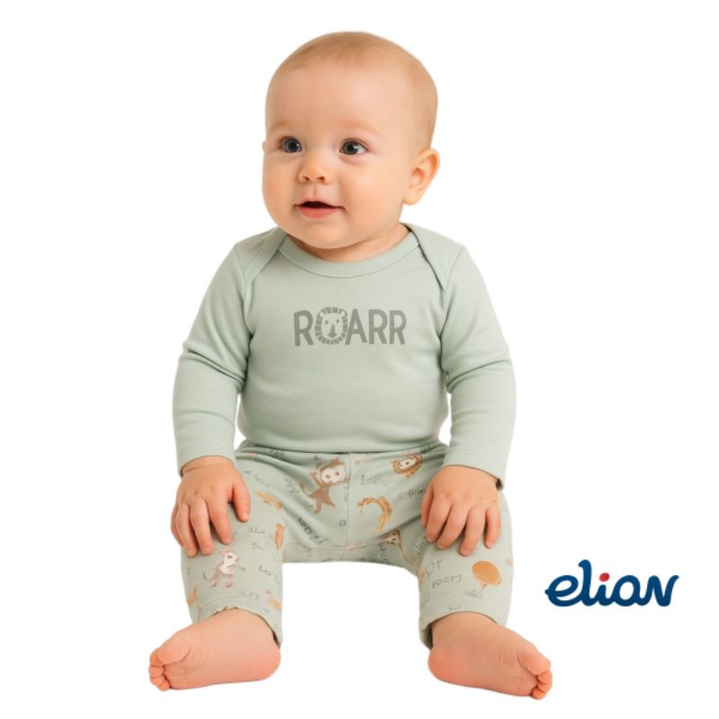 Kit c/2 pçs Bebê Body manga longa e Calça sem Pé Menino P/G Elian 201282