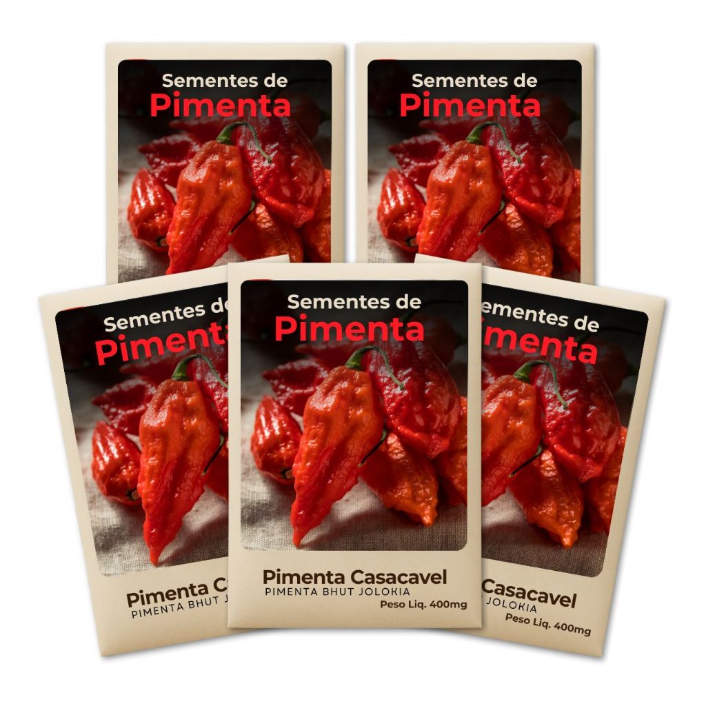Pimenta Cascavel Jolokia Semente ideal para horta urbana e vertical -Kit 5 Pacotes
