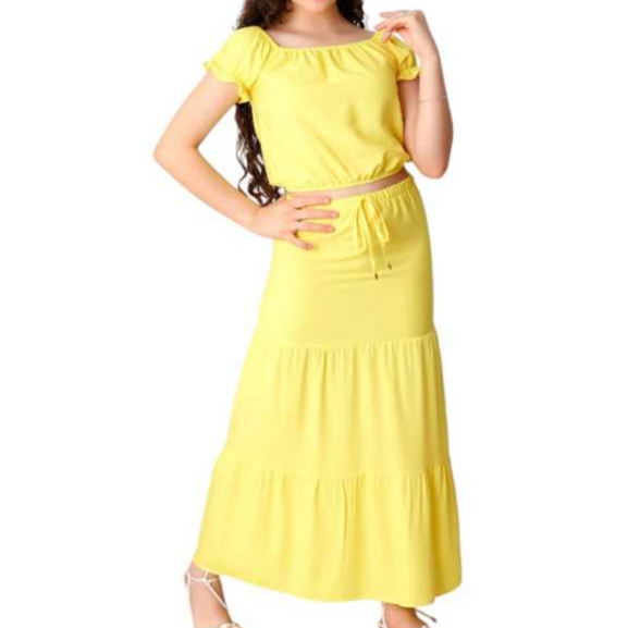 Conjunto Infantil Menina Ciganinha Blusa e Saia Longa Estilo Moda Kids Verão Festa Casual blackfriday*