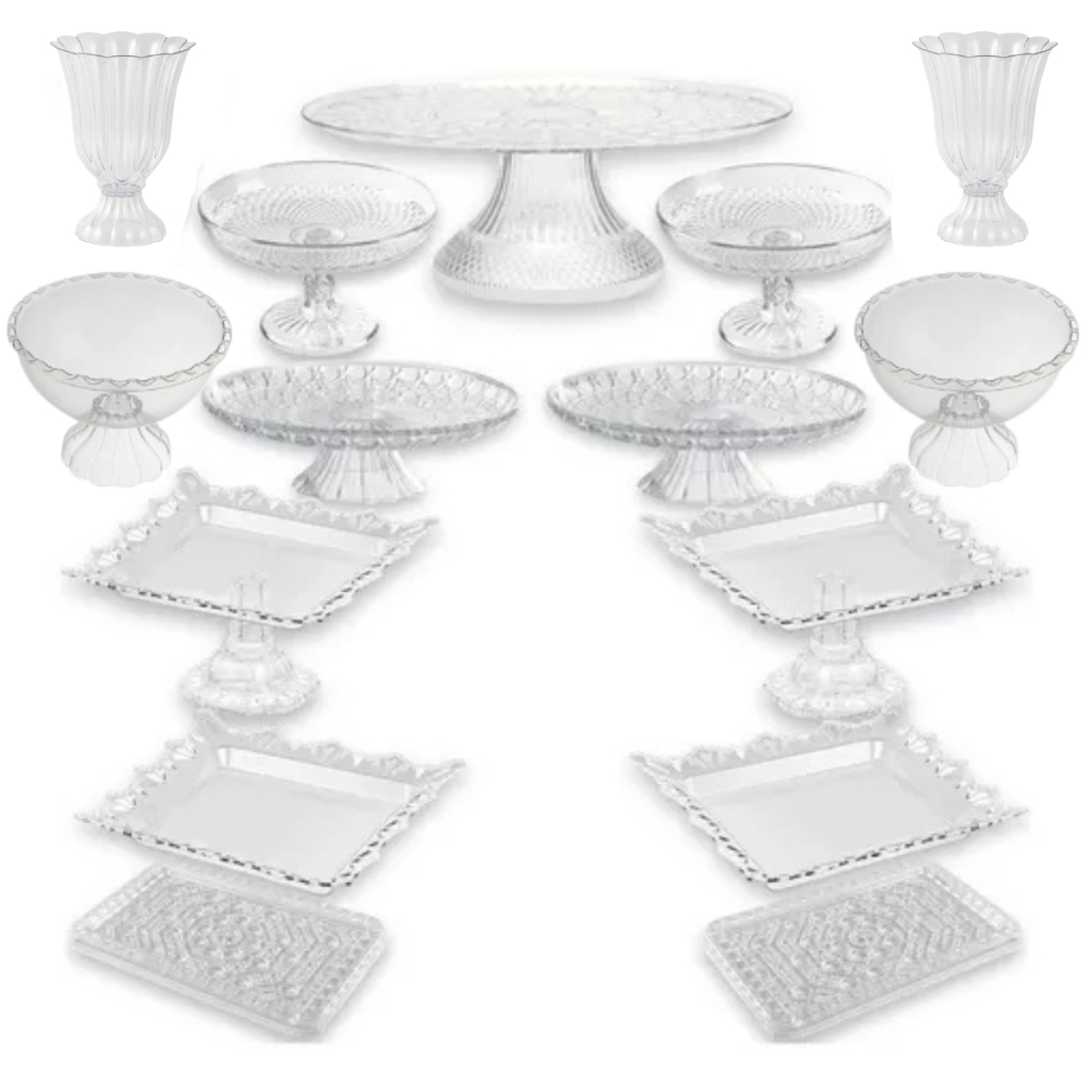 Kit - Mega Master 3 Boleira + 8 Bandeja + 2 Vaso + 2 Tigelas (15 Pçs ) - Festa - Decoração  PROMOÇÃO